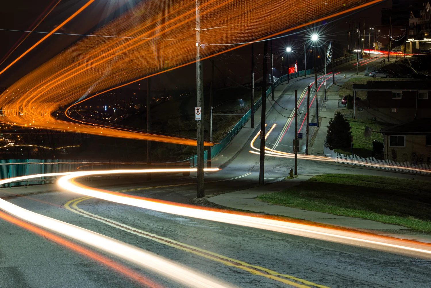  These strange light trails were the result of a double decker bus passing by! 