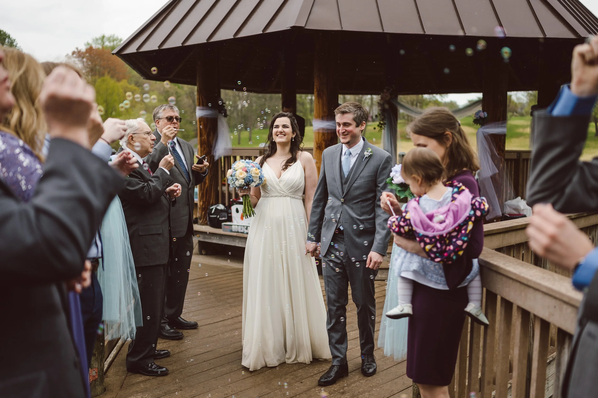 A wedding at the Lake Caroline Pavilion at Meadowlark Gardens. 